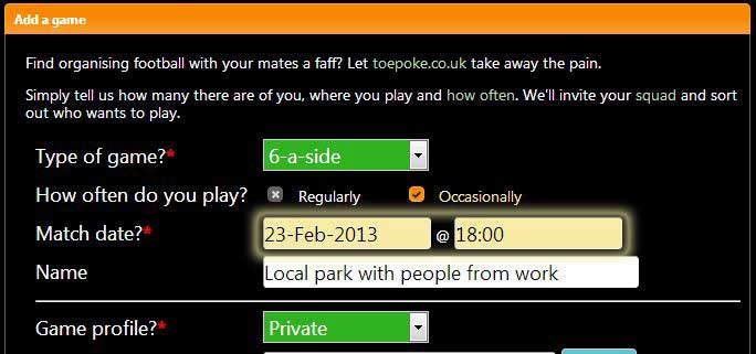 Picking a date for an ad-hoc match. Picking a date for an ad-hoc match.